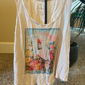 Lucky Brand Women's Cream Tropical Bird Tank Top